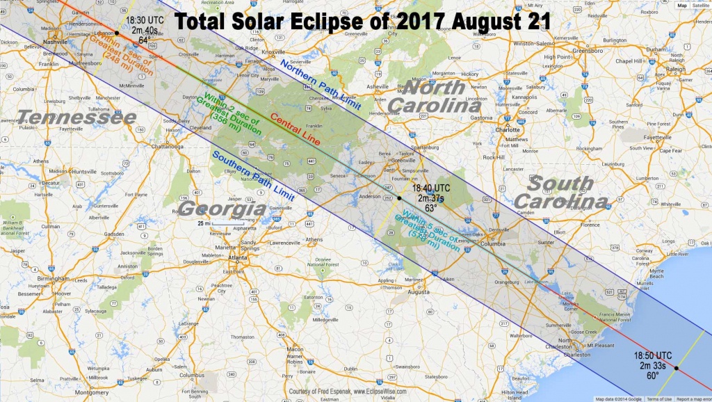Total Eclipse Of The Sun: August 21, 2017 - Printable Eclipse Map