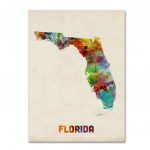 Trademark Art 'florida Map'michael Tompsett Framed Graphic Art   Florida Map Art