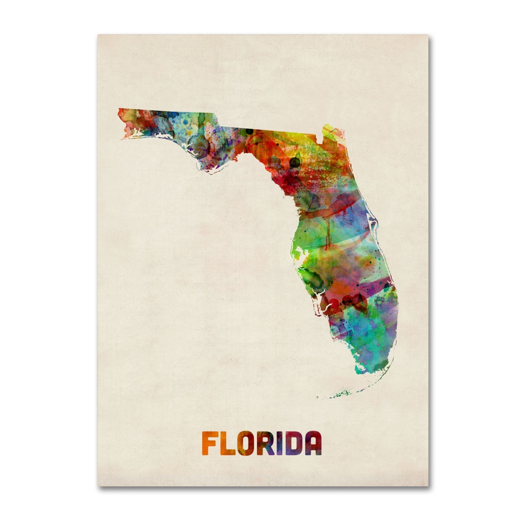 Trademark Art &amp;#039;florida Map&amp;#039;michael Tompsett Framed Graphic Art - Framed Map Of Florida