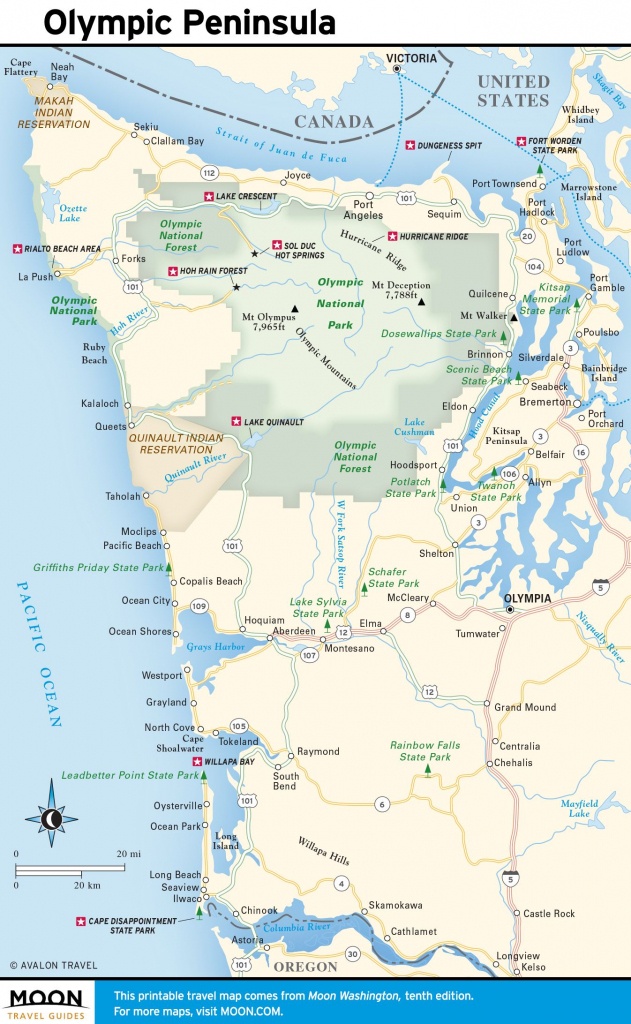 Travel Map Of The Olympic Peninsula And The Coast | Travel - Washington Oregon California Coast Map