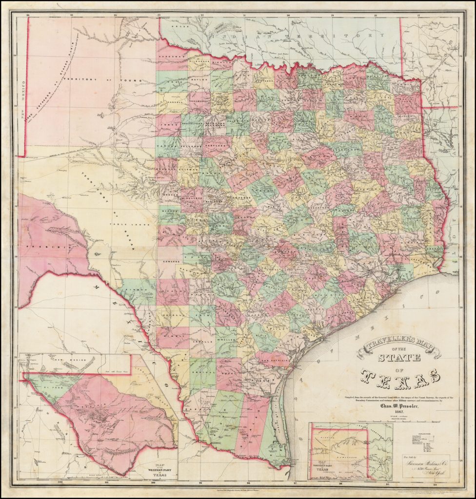 Traveller's Map Of The State Of Texas Compiled From The Records Of ...