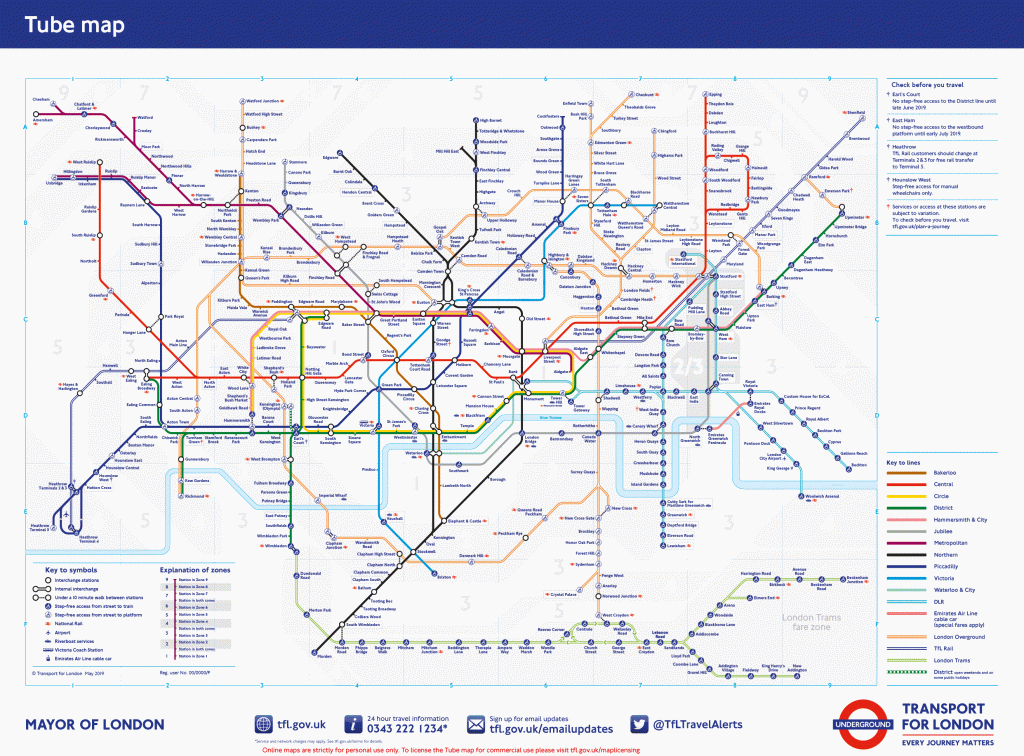 Tube - Transport For London - Printable London Underground Map