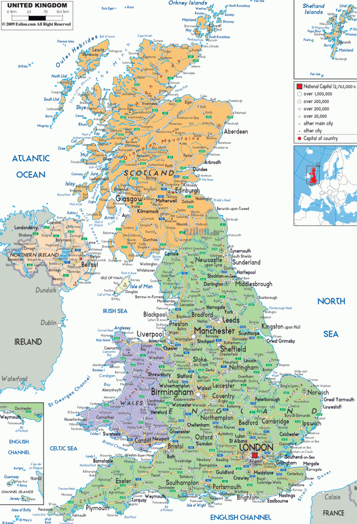 Uk Political Map Includes Outlines Of Cities, Towns And Counties In - Printable Map Of Uk Cities And Counties