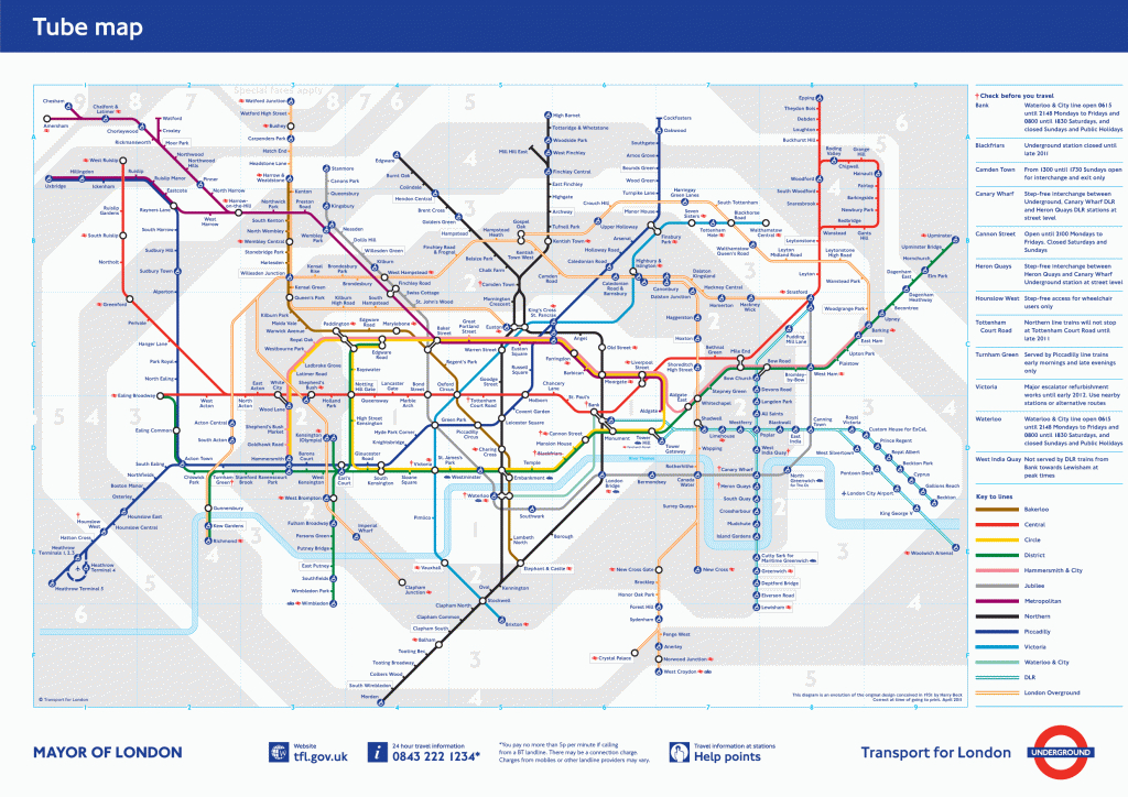 Underground: London Metro Map, England - Printable London Tube Map 2010