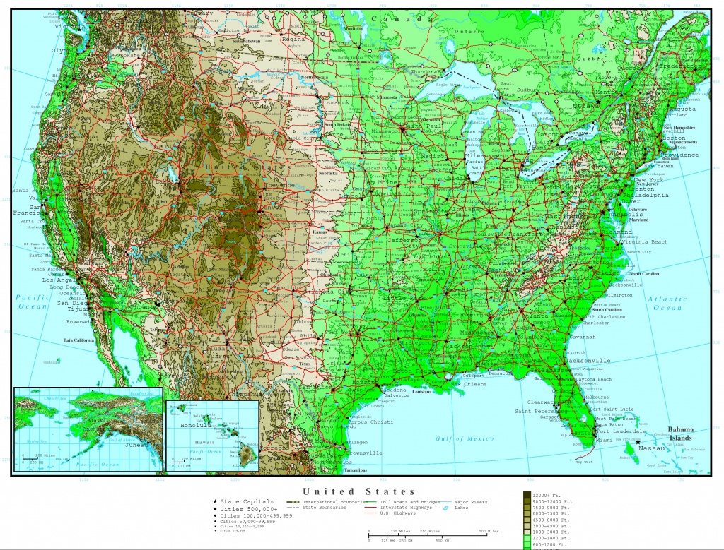 United States Elevation Map - Printable Topographic Map Of The United States