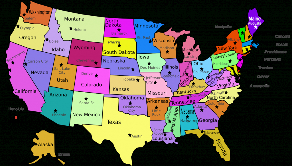 United States Labeled Map And Travel Information | Download Free - Us Map With States Labeled Printable