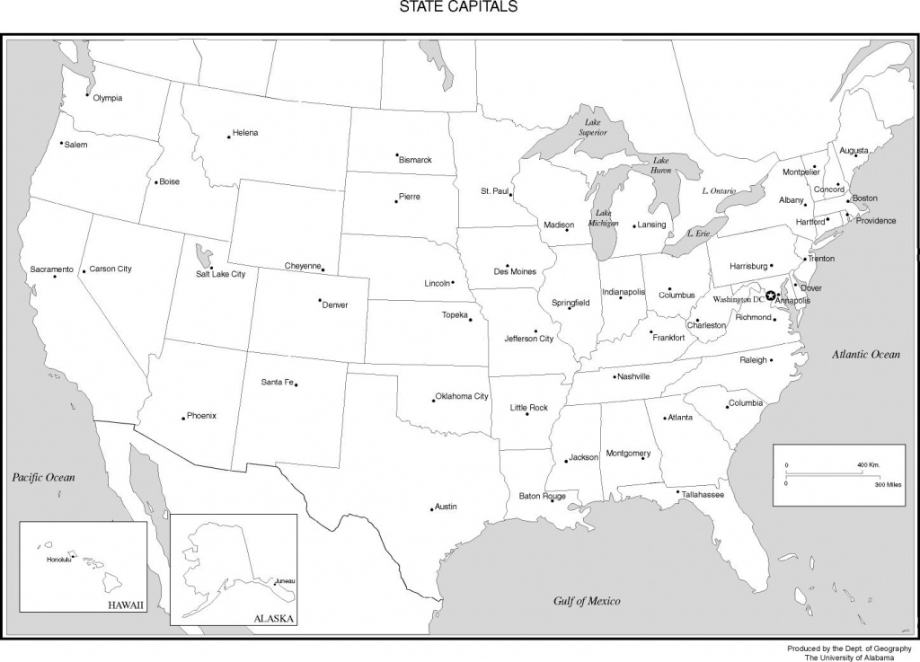 United States Labeled Map - Printable Map Of Us Capitals