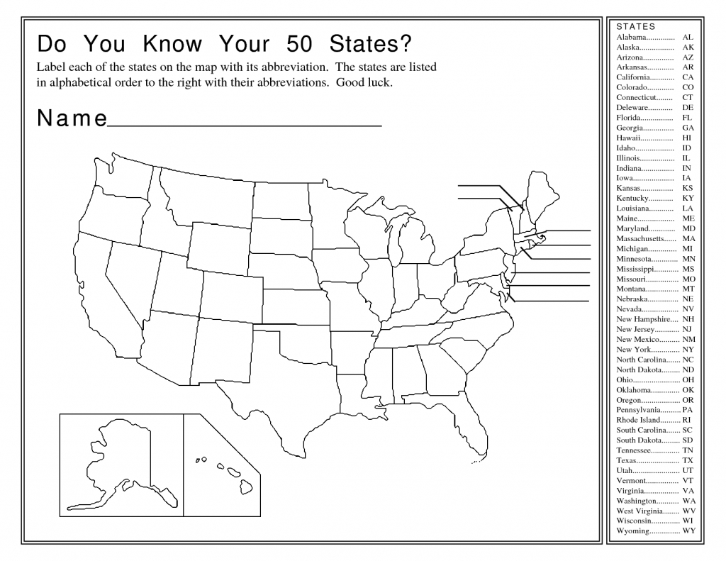 United States Map Activity Worksheet | Social Studies | Map Quiz, Us - 50 States And Capitals Map Quiz Printable