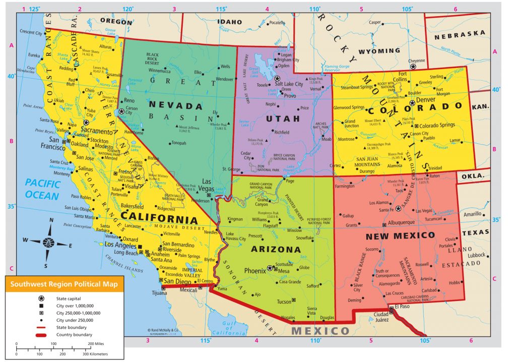 United States Map Southwest Region Southwest Region Map Printable 