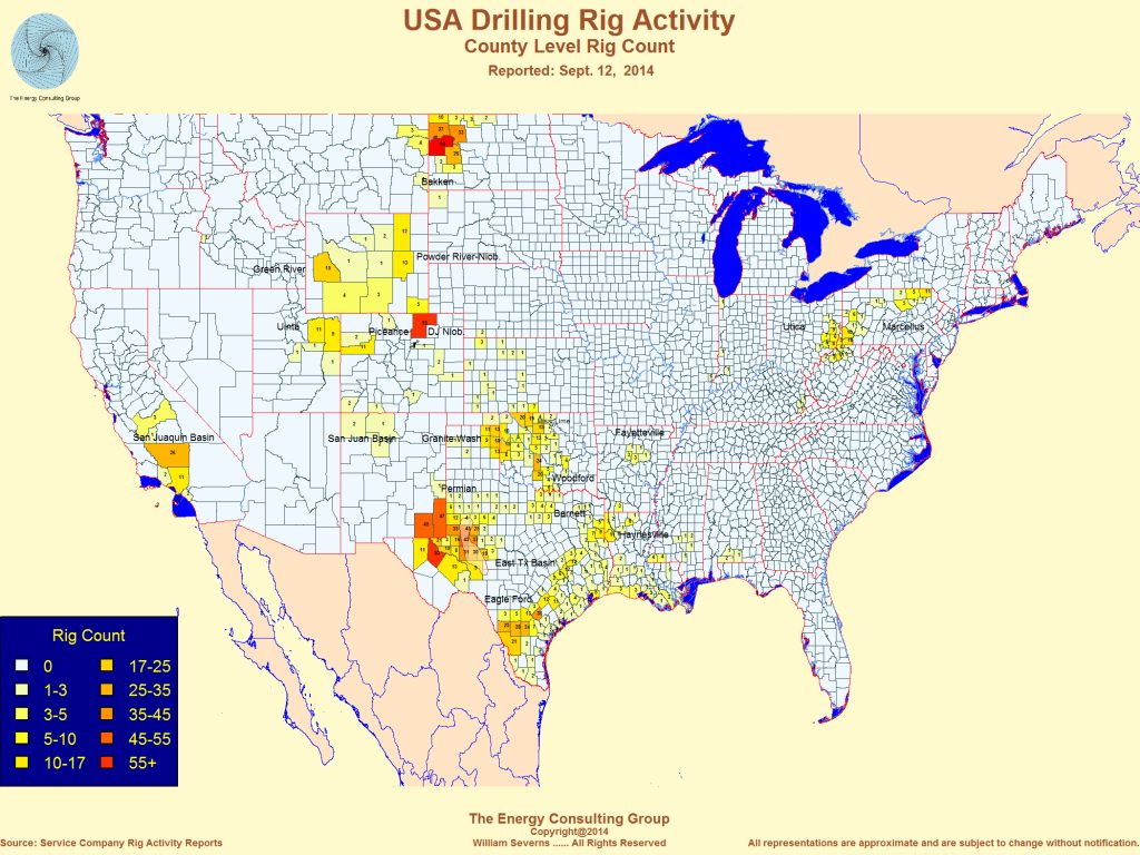 United States Oil And Gas Drilling Activity - Texas Rig Count Map ...