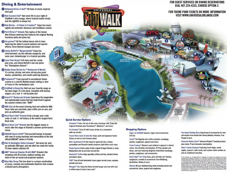 Universal Orlando Maps Universal Studios Florida Citywalk Map