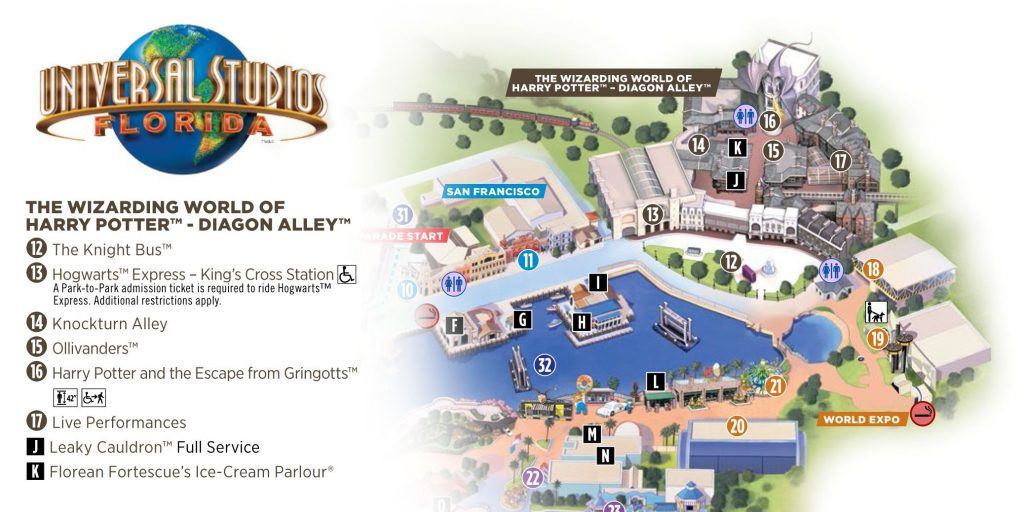 Universal Studios Florida: Diagon Alley (Map) | Potter Party ...