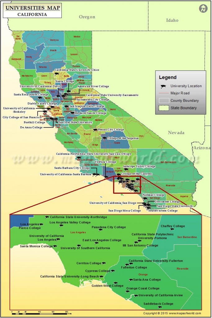 Universities Map Of California, Usa | Colleges / Dorm Rooms For The - California Cities Map List