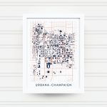 Urbana Champaign Il Map Print / University Of Illinois Gift / | Etsy   Printable Map Of Champaign Il
