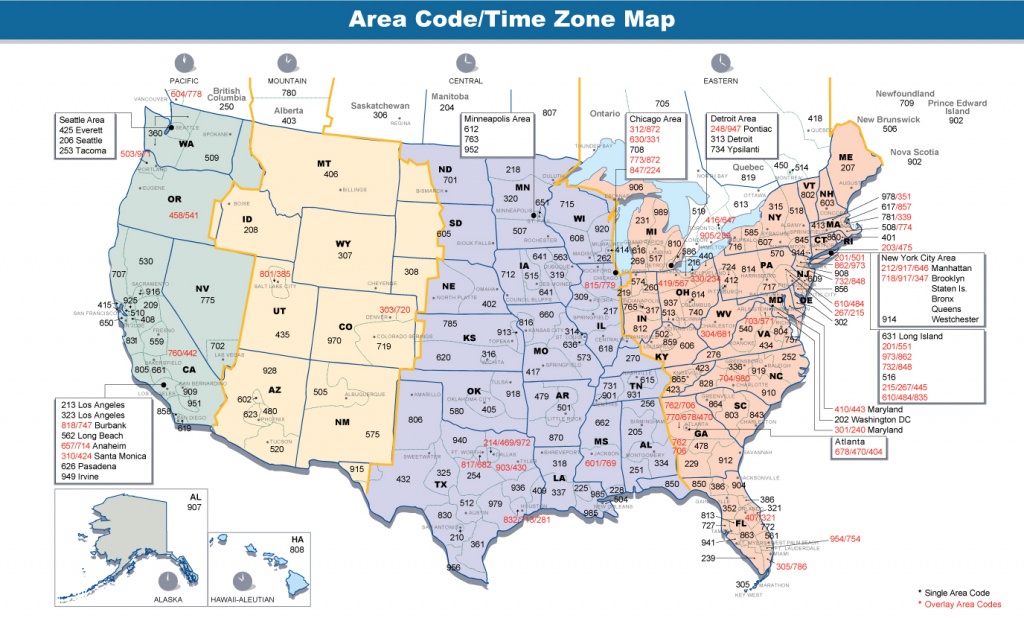Us Area Code Map With Time Zones Usa Time Zone Map With States - Printable Us Timezone Map