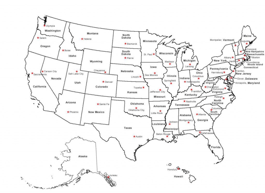 Us Map With States And Capitals And Travel Information | Download - Free Printable United States Map With State Names And Capitals