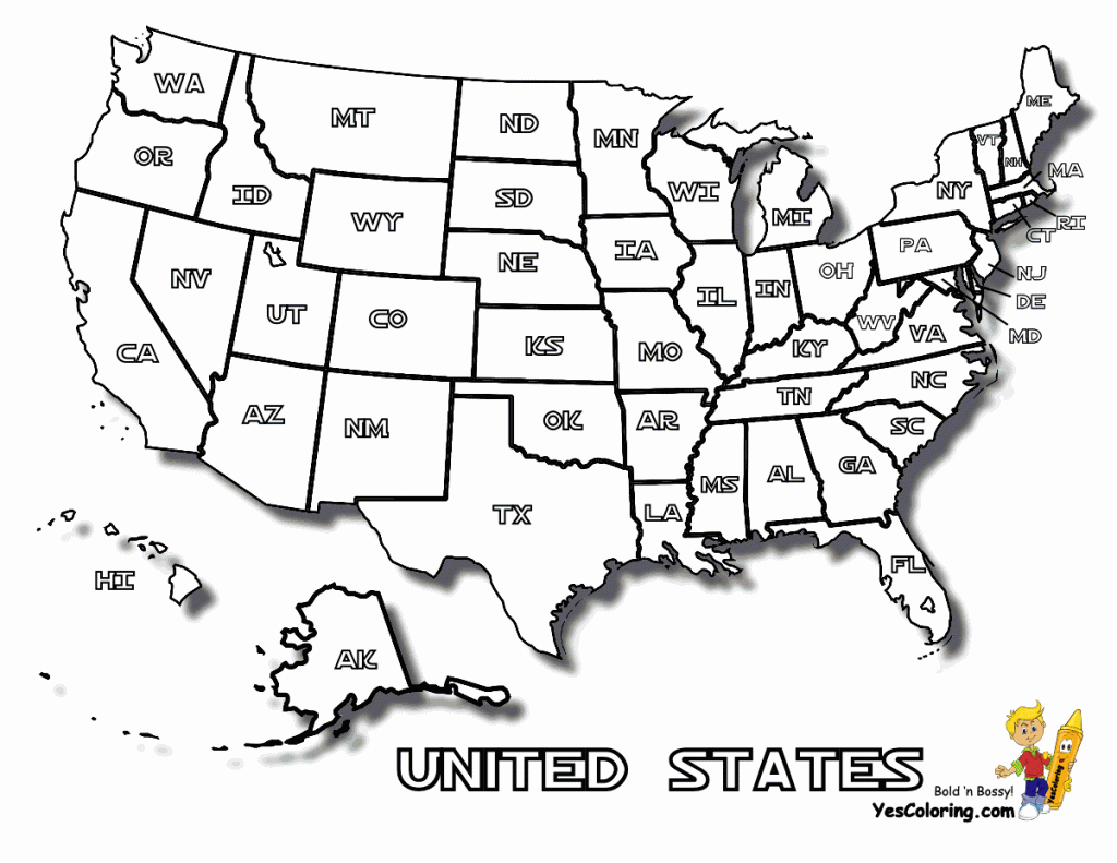 Us Map Without State Names Printable United States Map Coloring - Free Printable Us Map For Kids
