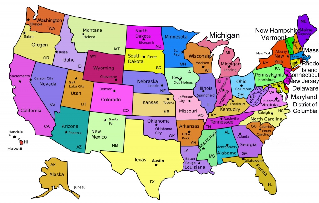 Us Maps With State Capitals Us Map And This Is A Of The United States - State Capital Map Printable