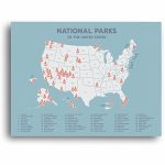 Us National Parks Map, Black Usa Map, Poster, Map Of The United   Printable Map Of National Parks