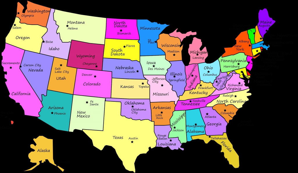 Us States Map With Capitals Us Map Luxury Us States Map With - Free Printable United States Map With State Names And Capitals