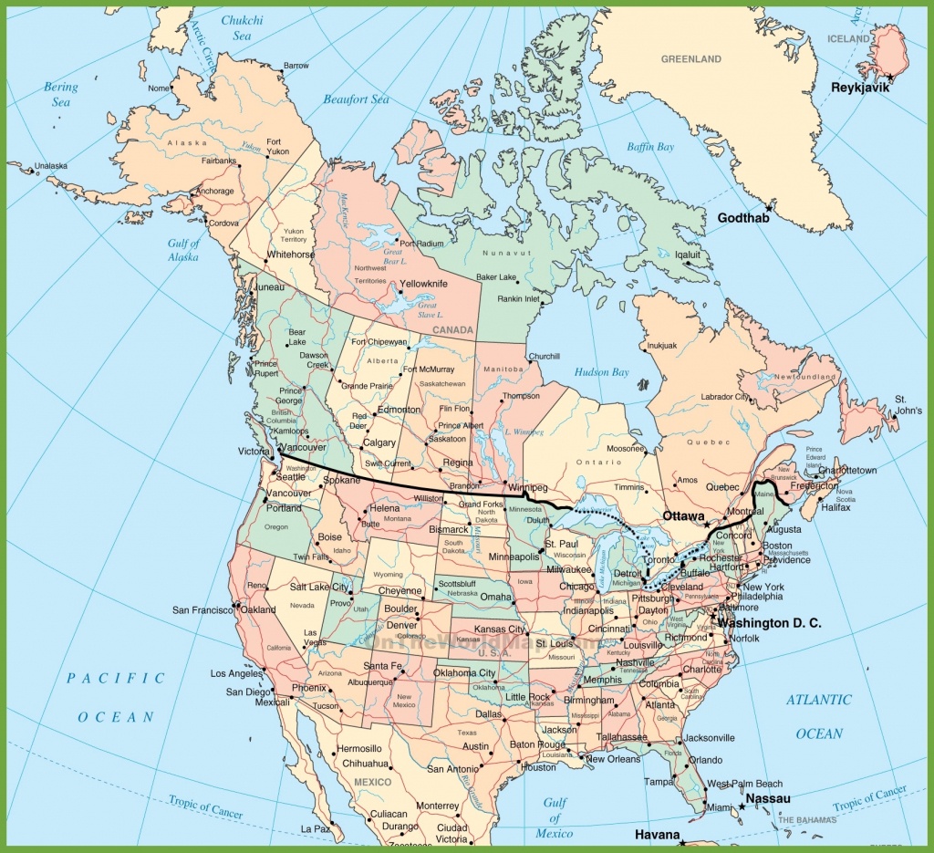 Usa And Canada Map - Printable Map Of Canada With Cities