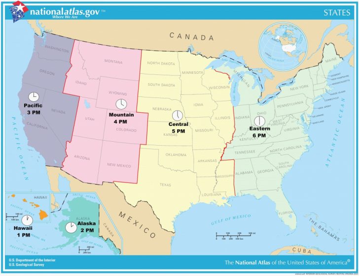 Printable Time Zone Map Usa With States