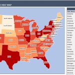 Usa Heat Map Excel Template   Coloring Map Of Usa   California Heat Map