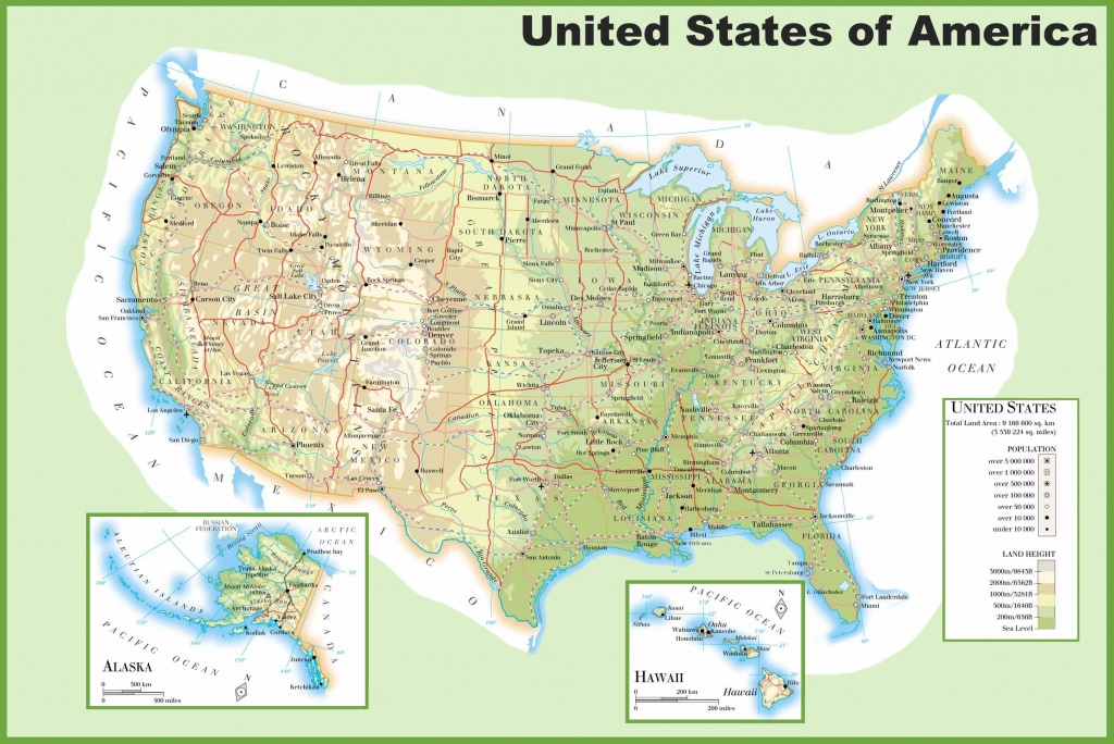 Usa Physical Map - Physical Map Of The United States Printable
