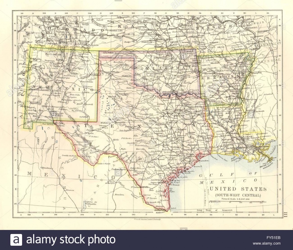 Usa South Central.texas Oklahoma Arkansas New Mexico Louisiana, 1920 - Texas New Mexico Map