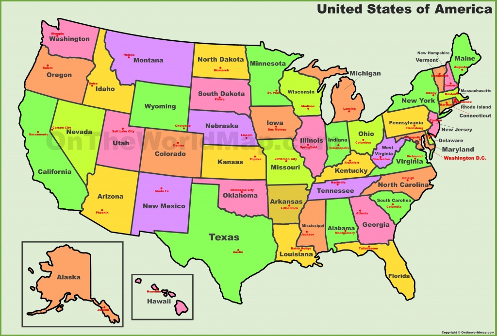 Usa States And Capitals Map - Printable Usa Map With States And Cities