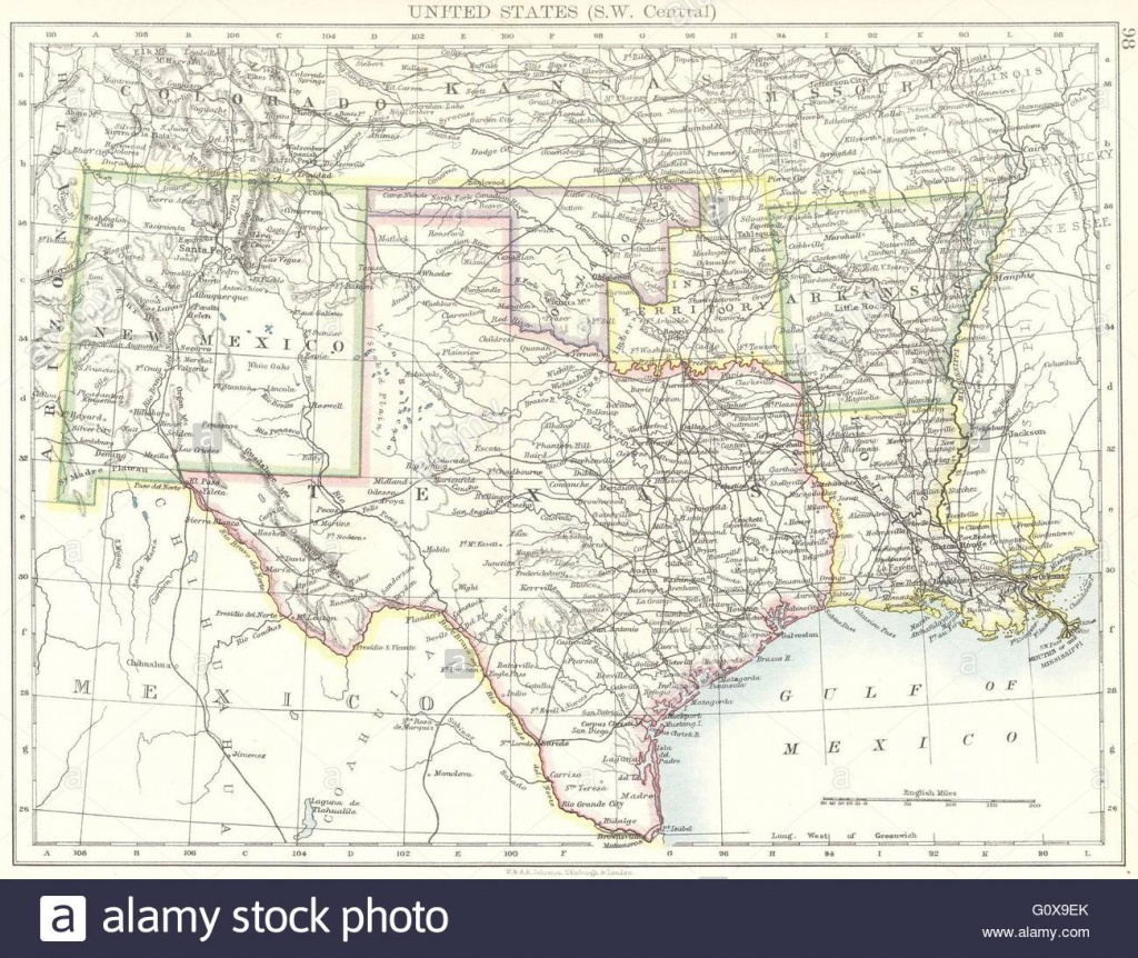 Usa: Sw Central: New Mexico Texas Oklahoma Arkansas Louisiana , 1897 - Map Of Texas And Arkansas