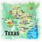 Usa Texas Travel Poster Map With Highlights Paintingm Bleichner   Texas Map Poster