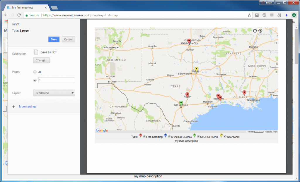 Use A Web Browser To Print A Custom Google Map - Create Printable Map With Pins