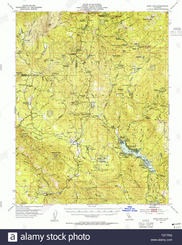 Usgs Topo Map California Ca Bass Lake 296781 1953 62500 Restoration - Bass Lake California Map
