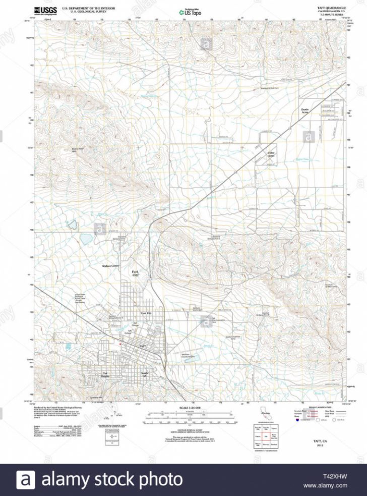 Usgs Topo Map California Ca Taft 20120420 Tm Restoration Stock Photo 
