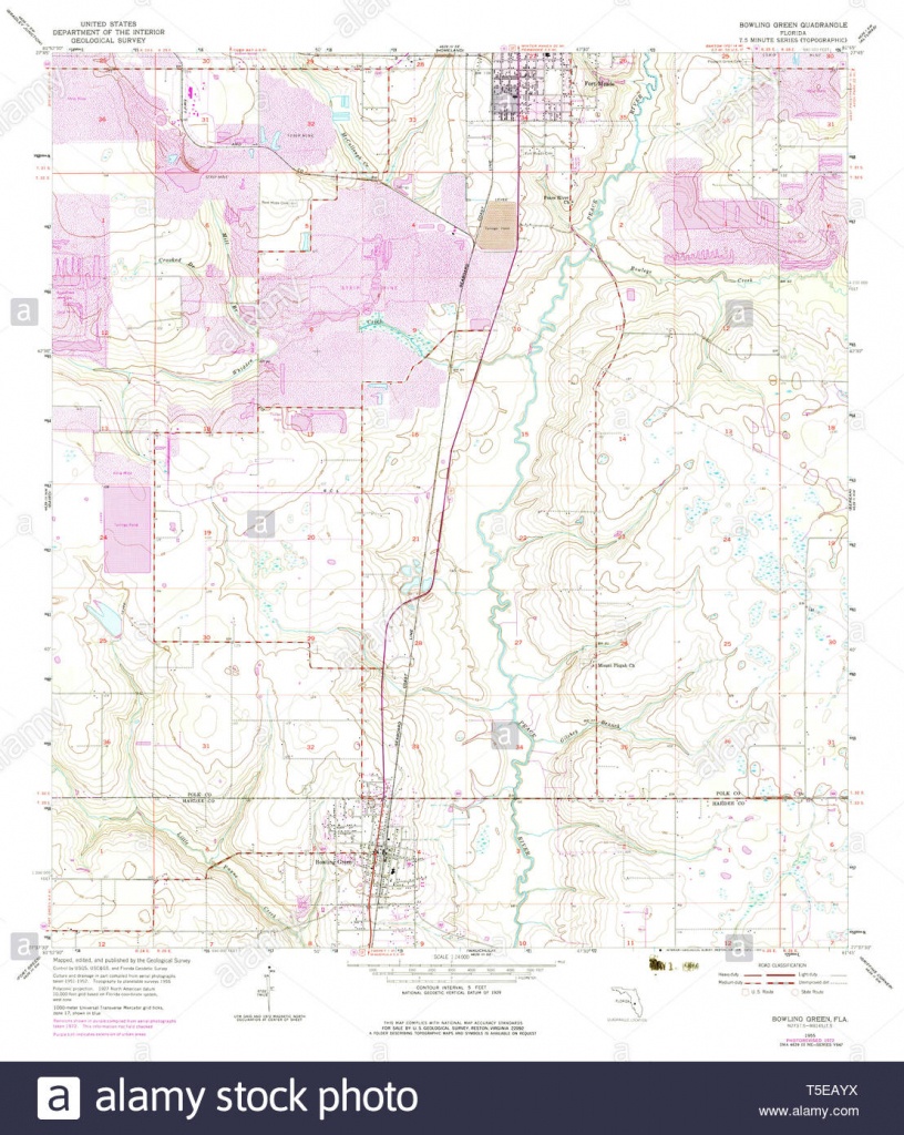 Usgs Topo Map Florida Fl Bowling Green 345263 1955 24000 Restoration - Bowling Green Florida Map
