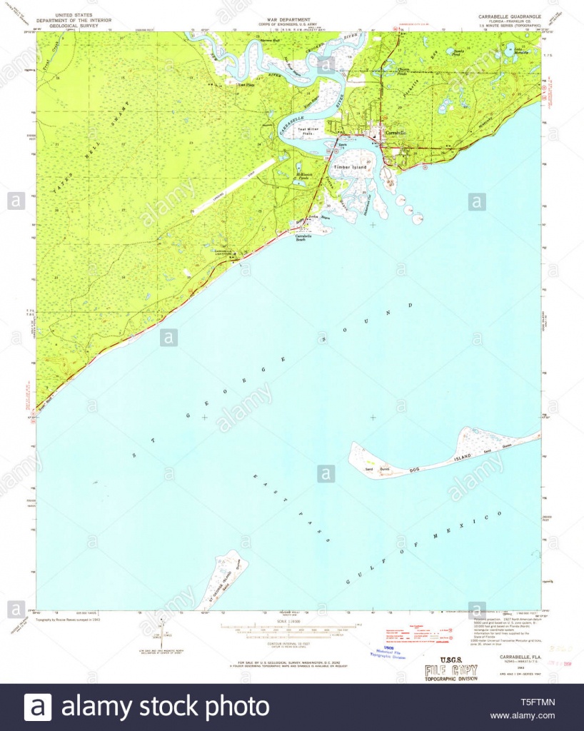 Usgs Topo Map Florida Fl Carrabelle 345428 1943 24000 Restoration - Carrabelle Florida Map