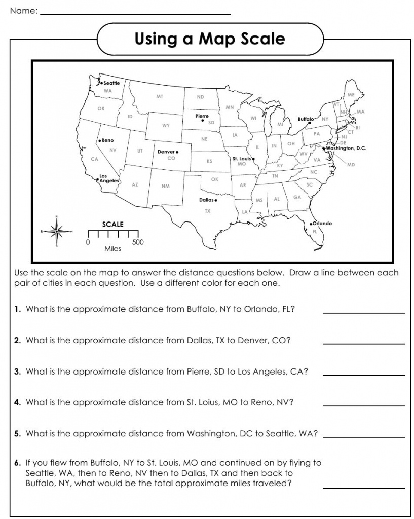 Using A Map Scale Worksheets | Lesson Plans | Map Skills, Social - 6Th Grade Map Skills Worksheets Printable