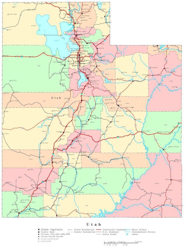 Utah Printable Map - Printable Map Of Utah National Parks