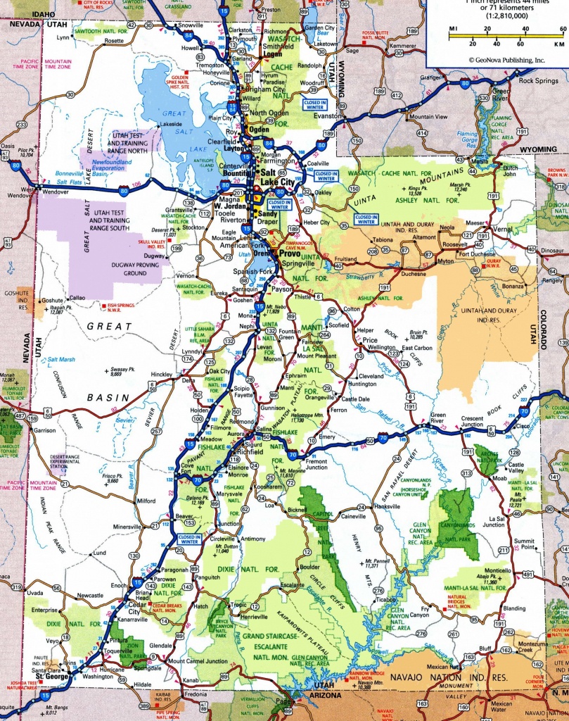 Utah Road Map - Printable Map Of Utah