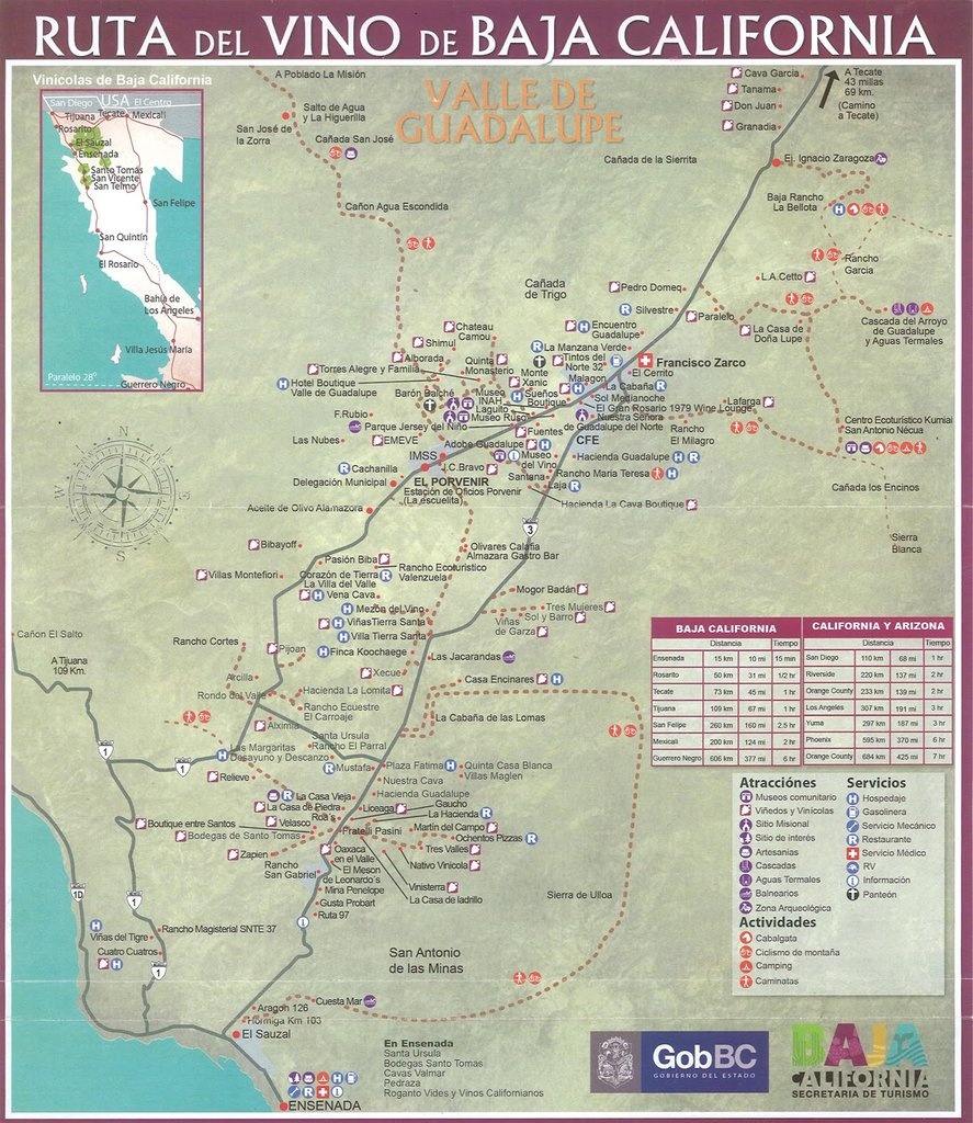 Valle De Guadalupe Wineries - Maplets - Guadalupe California Map