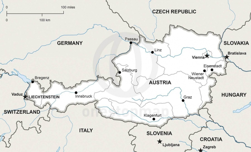 Vector Map Of Austria Political | One Stop Map - Printable Map Of Austria