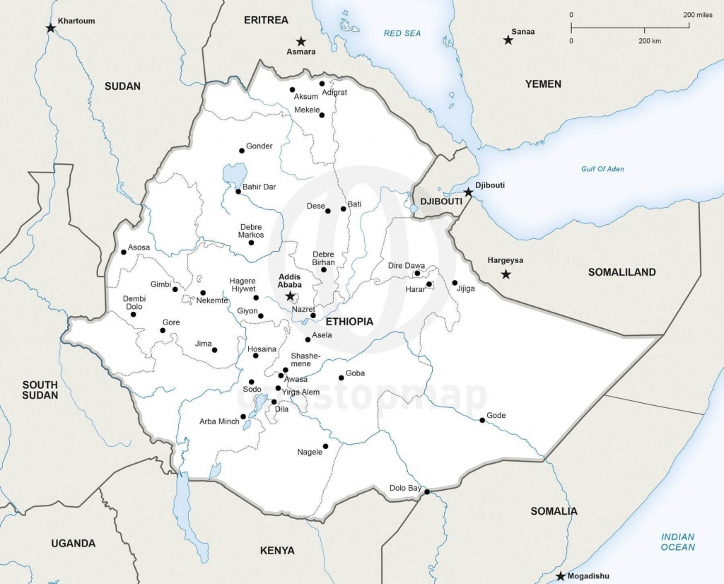 Vector Map Of Ethiopia Political | One Stop Map - Printable Map Of Ethiopia