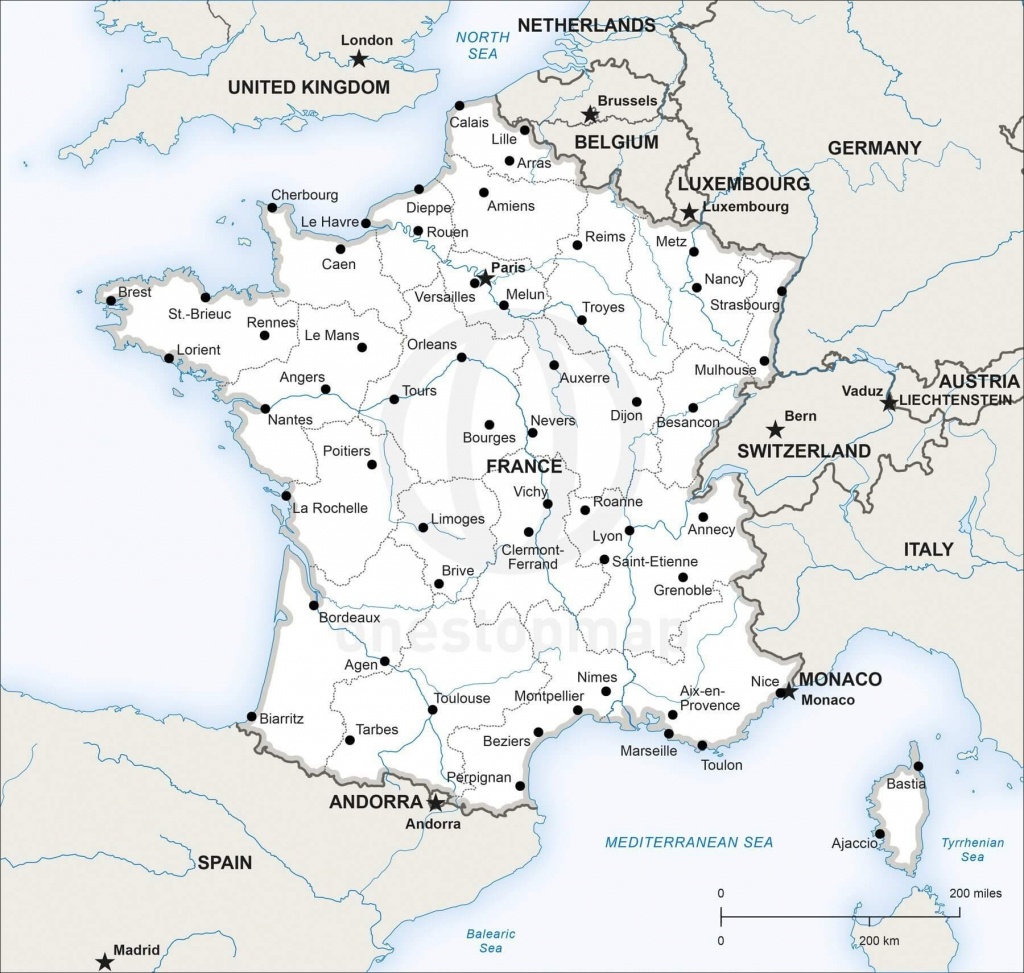 Vector Map Of France Political | One Stop Map - Printable Map Of France