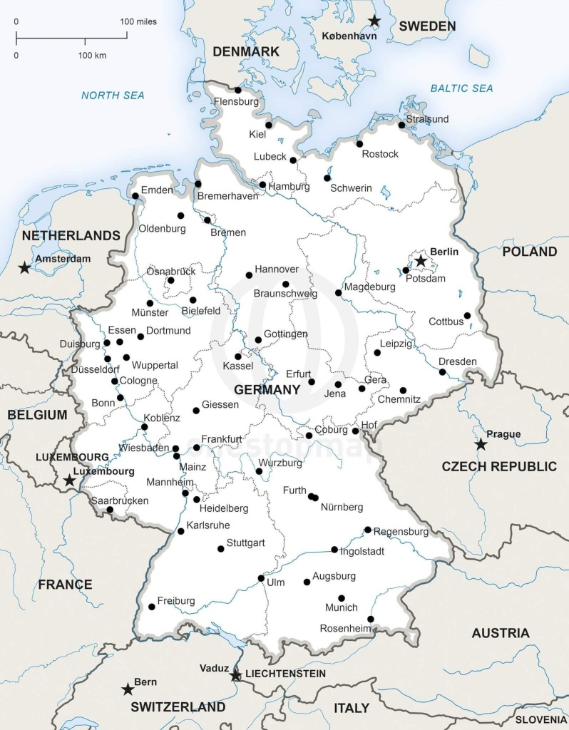 Vector Map Of Germany Political | One Stop Map - Printable Map Of Germany