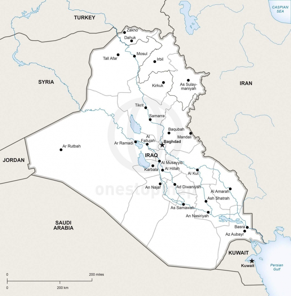 Vector Map Of Iraq Political | One Stop Map - Printable Map Of Iraq