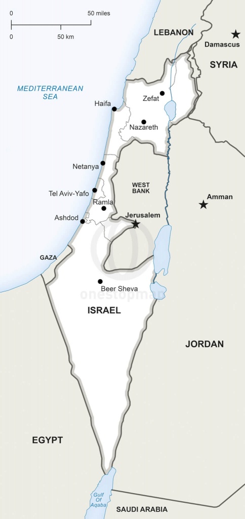 Vector Map Of Israel Political | One Stop Map - Israel Outline Map Printable