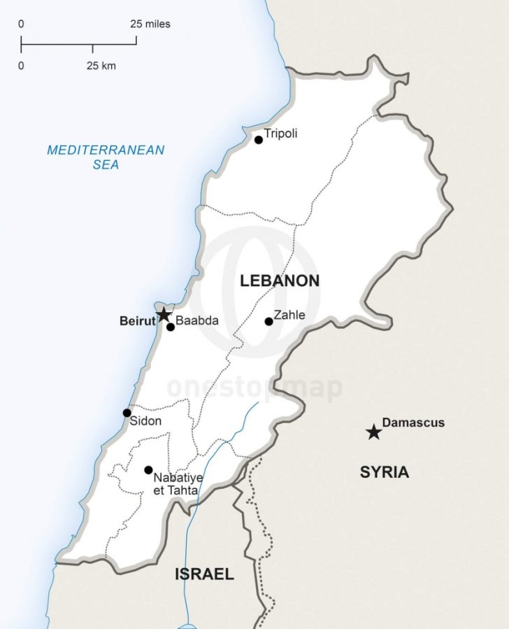 Vector Map Of Lebanon Political | One Stop Map - Printable Map Of ...