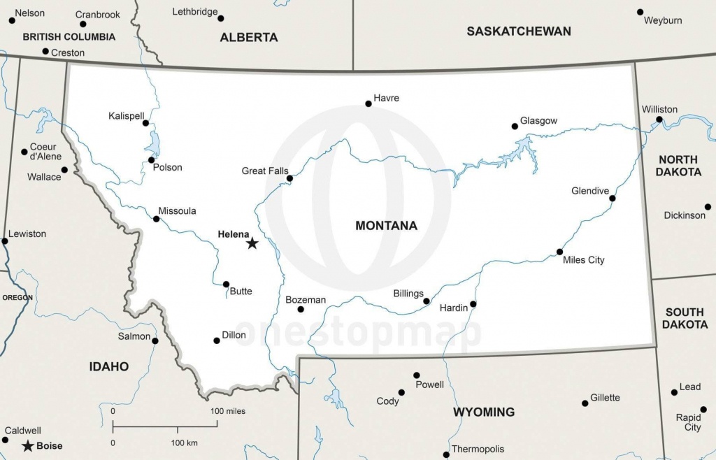 Vector Map Of Montana Political | One Stop Map - Printable Map Of Montana