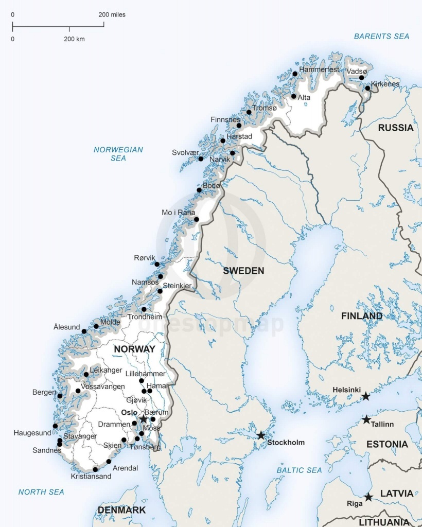 Vector Map Of Norway Political | One Stop Map - Printable Map Of Norway